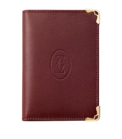Cartier Leather Must De  Business Card Holder In Red