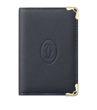 Cartier Leather Must De  Card Holder In Blue