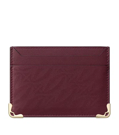Cartier Leather Must De  Double Card Holder In Burgundy