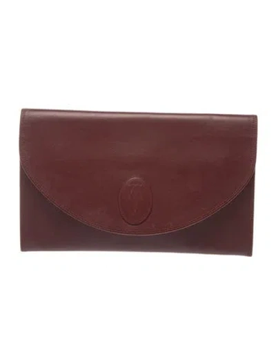 Pre-owned Cartier Leather Must De Envelope In Burgundy