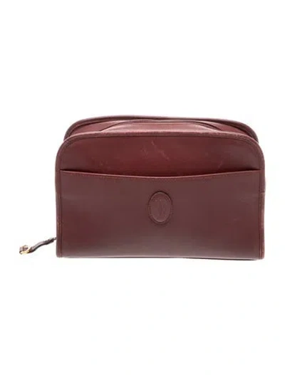 Pre-owned Cartier Leather Portfolio Medium In Burgundy