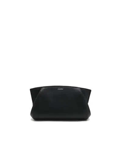 Pre-owned Cartier Leather Pouch In Black