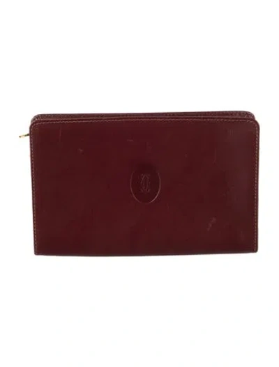 Pre-owned Cartier Leather Pouch In Burgundy