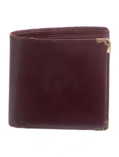 Pre-owned Cartier Leather Printed Bifold Wallet In Burgundy