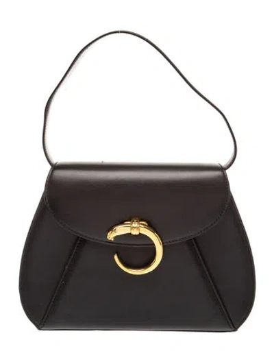 Pre-owned Cartier Leather Shoulder Bag In Black