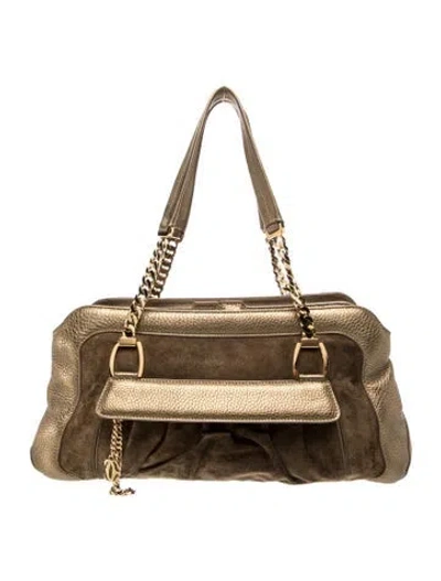 Pre-owned Cartier Leather Shoulder Bag In Brown/metallic