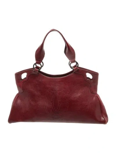 Pre-owned Cartier Leather Shoulder Bag In Burgundy