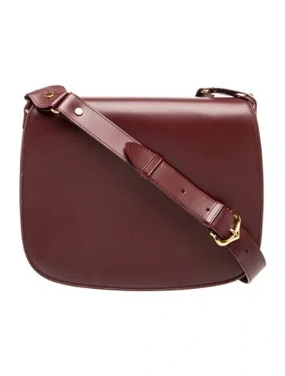 Pre-owned Cartier Leather Shoulder Bag In Burgundy
