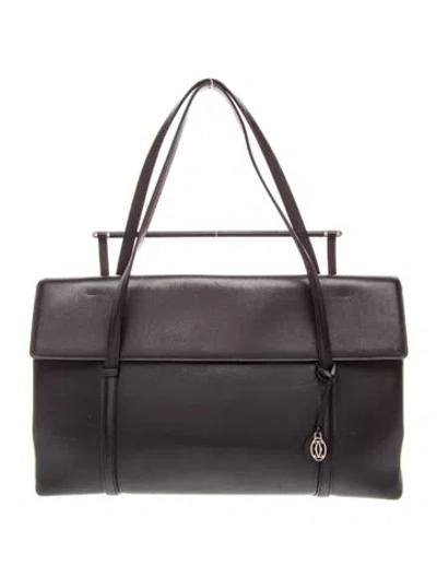 Pre-owned Cartier Leather Shoulder Bag Vintage In Black