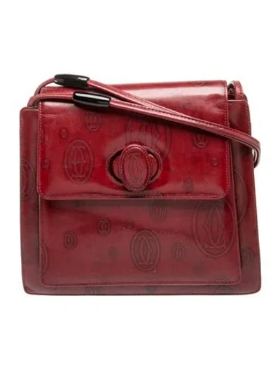 Pre-owned Cartier Leather Shoulder Bag Vintage In Burgundy