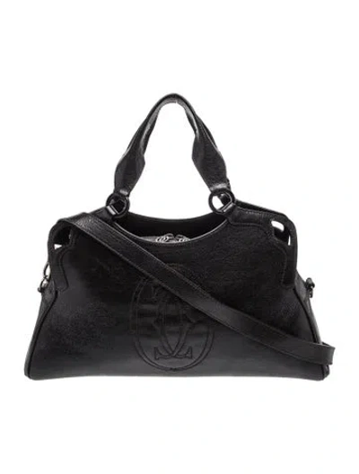 Pre-owned Cartier Leather Top Handle Bag In Black