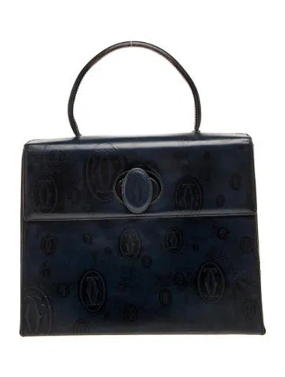 Pre-owned Cartier Leather Top Handle Bag In Blue