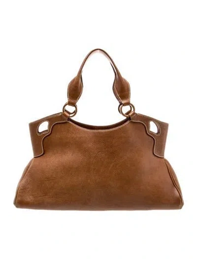 Pre-owned Cartier Leather Top Handle Bag In Brown