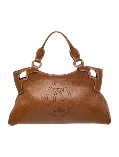 Pre-owned Cartier Leather Top Handle Bag In Brown