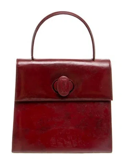 Pre-owned Cartier Leather Top Handle Bag In Burgundy