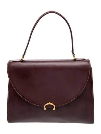 Pre-owned Cartier Leather Top Handle Bag In Burgundy