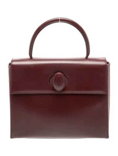 Pre-owned Cartier Leather Top Handle Bag In Burgundy