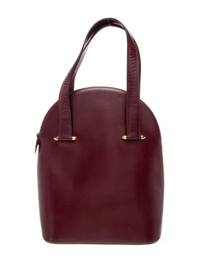 Pre-owned Cartier Leather Top Handle Bag In Burgundy