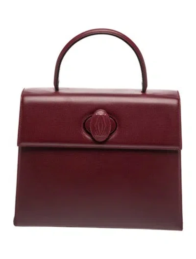 Pre-owned Cartier Leather Top Handle Bag Medium In Red