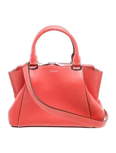 Pre-owned Cartier Leather Top Handle Bag In Orange