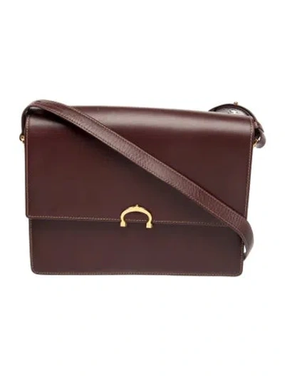 Pre-owned Cartier Leather Top Handle Bag In Red