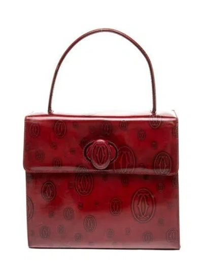 Pre-owned Cartier Leather Top Handle Bag In Red