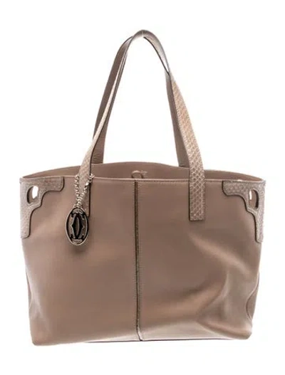 Pre-owned Cartier Leather Tote In Neutral