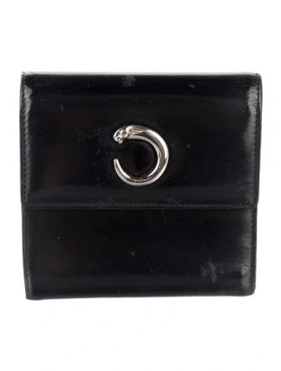 Pre-owned Cartier Leather Trifold Wallet In Black