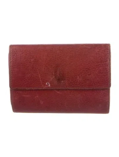 Pre-owned Cartier Leather Trifold Wallet In Burgundy