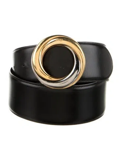 Pre-owned Cartier Leather Waist Belt In Black