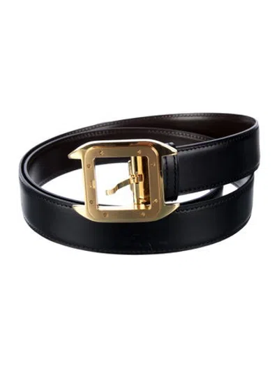 Pre-owned Cartier Leather Waist Belt W/ Tags In Black/brown