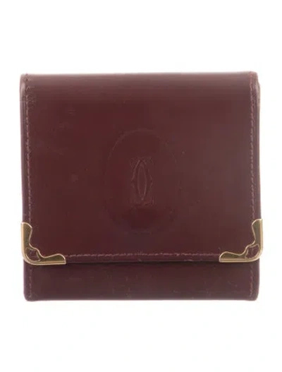 Pre-owned Cartier Leather Wallet In Burgundy