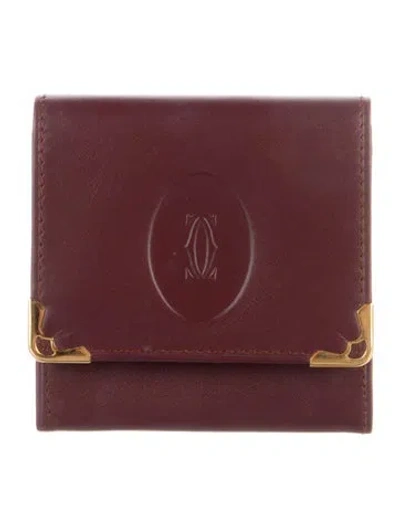 Pre-owned Cartier Leather Wallet In Burgundy