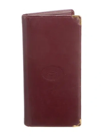 Pre-owned Cartier Leather Wallet In Burgundy