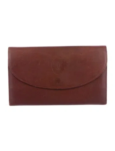 Pre-owned Cartier Leather Wallet In Burgundy