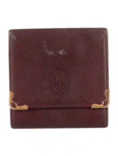 Pre-owned Cartier Leather Wallet In Burgundy