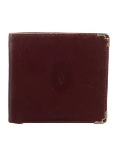 Pre-owned Cartier Leather Wallet In Burgundy
