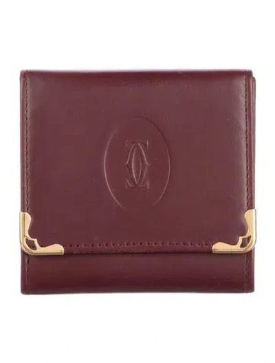 Pre-owned Cartier Leather Wallet In Burgundy