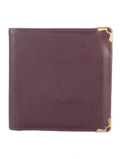 Pre-owned Cartier Leather Wallet In Burgundy