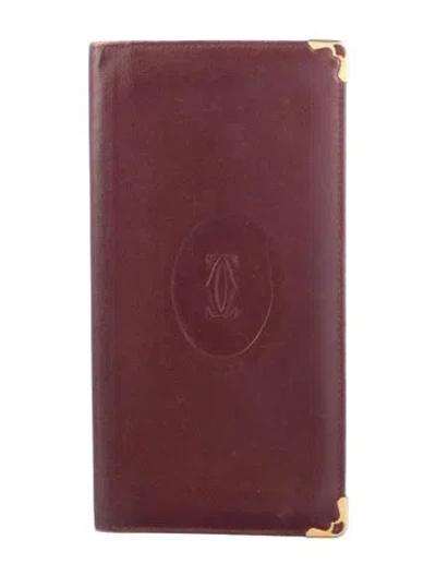 Pre-owned Cartier Leather Wallet In Burgundy