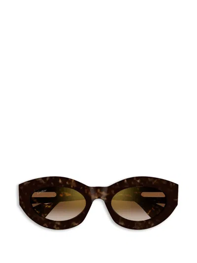 Cartier Leopard-detail Sunglasses In Brown