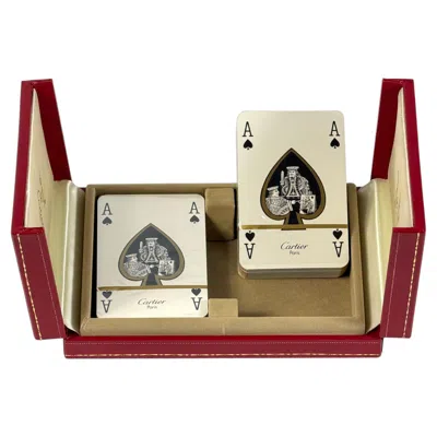 Pre-owned Cartier �les Must De � Sealed Playing Card Set In Original Case, France In Brown