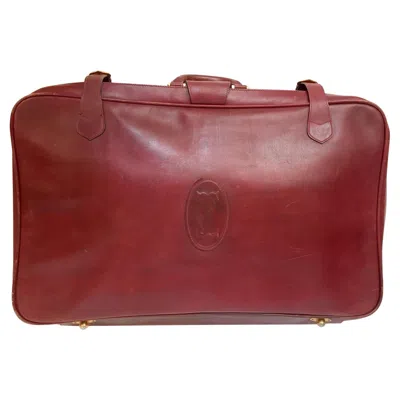 Pre-owned Cartier Les Must De  Vintage Leather Suitcase Burgundy Bordeaux Luggage In Red