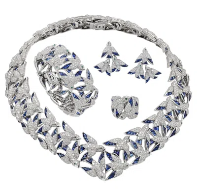 Pre-owned Cartier 'les Oiseaux Liberees' Sapphire Diamond Suite In Blue