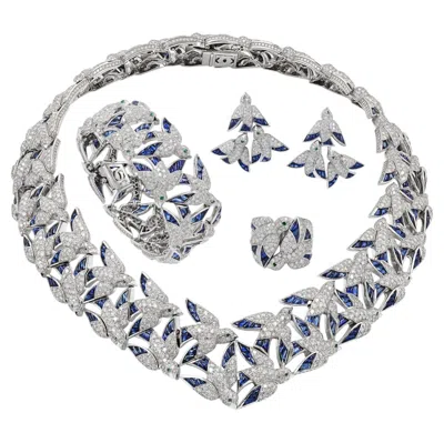 Pre-owned Cartier 'les Oiseaux Liberees' Sapphire Diamond Suite In Blue