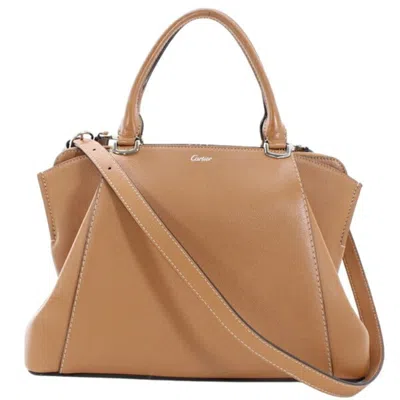 Pre-owned Cartier Light Brown Leather Handbag Shoulder Bag ()