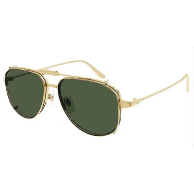 Cartier Limited Edition Green Clip-on Pilot Men's Sunglasses Ct0352s 001 56