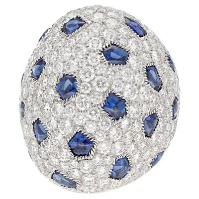 Pre-owned Cartier 'lobi' Sapphire And Diamond Ring In Blue