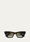 Cartier Logo Acetate Cat-eye Sunglasses In 001 Black Colour