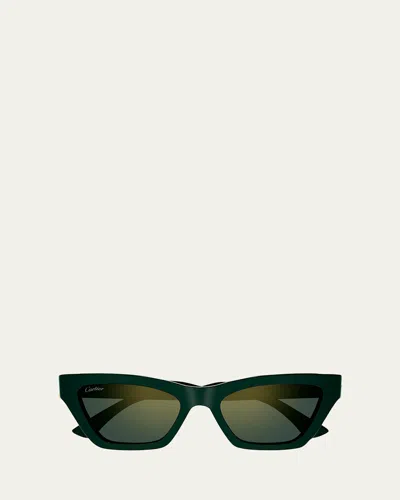 Cartier Logo Acetate Cat-eye Sunglasses In Black